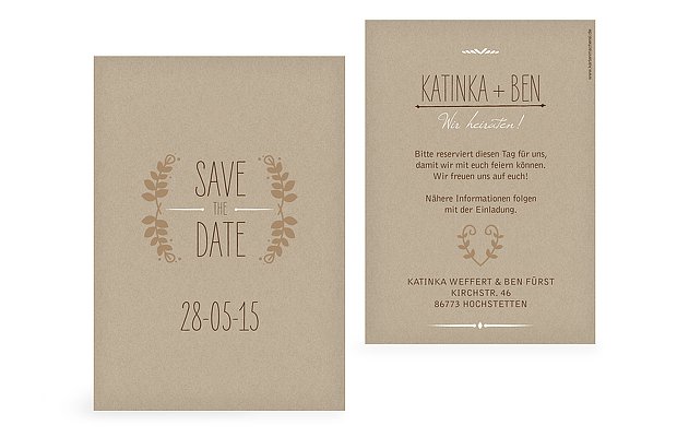 Save the Date Karte Rustic Love braun 0100900001de_DE