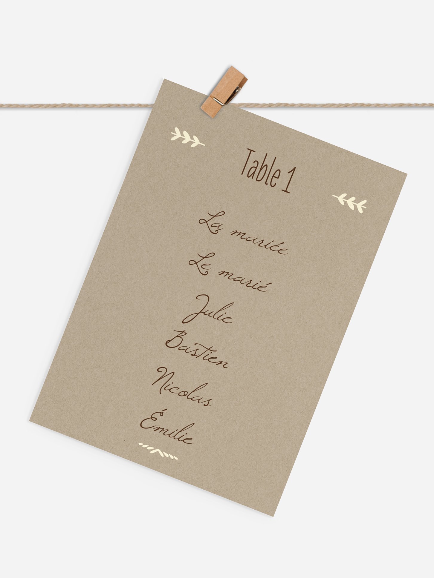 Cartons plan de table mariage Rustic Love