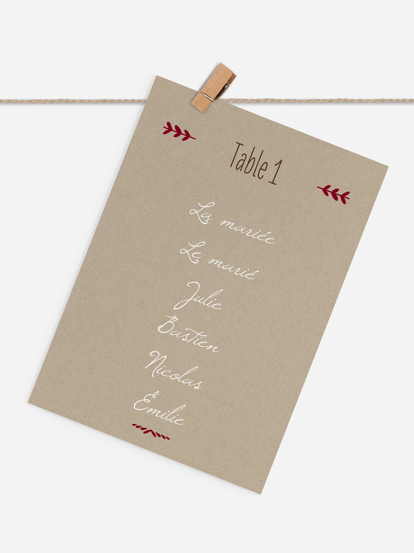 Cartons plan de table mariage Rustic Love
