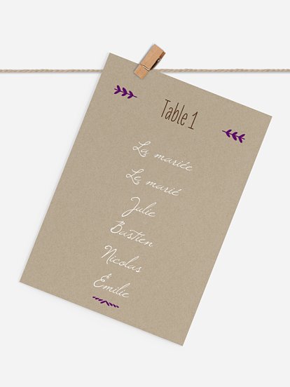 Cartons plan de table mariage Rustic Love