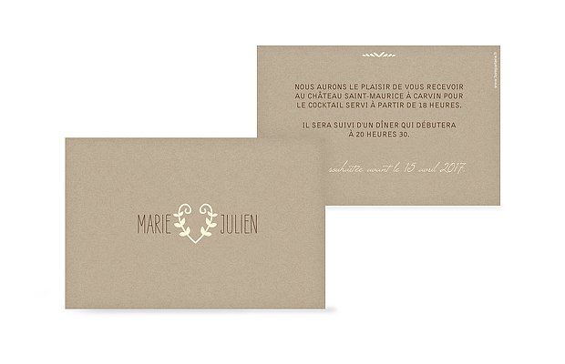 Carton d'invitation Effet Kraft