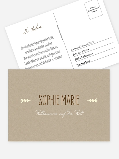 Postkarte Direktversand Rustic Love