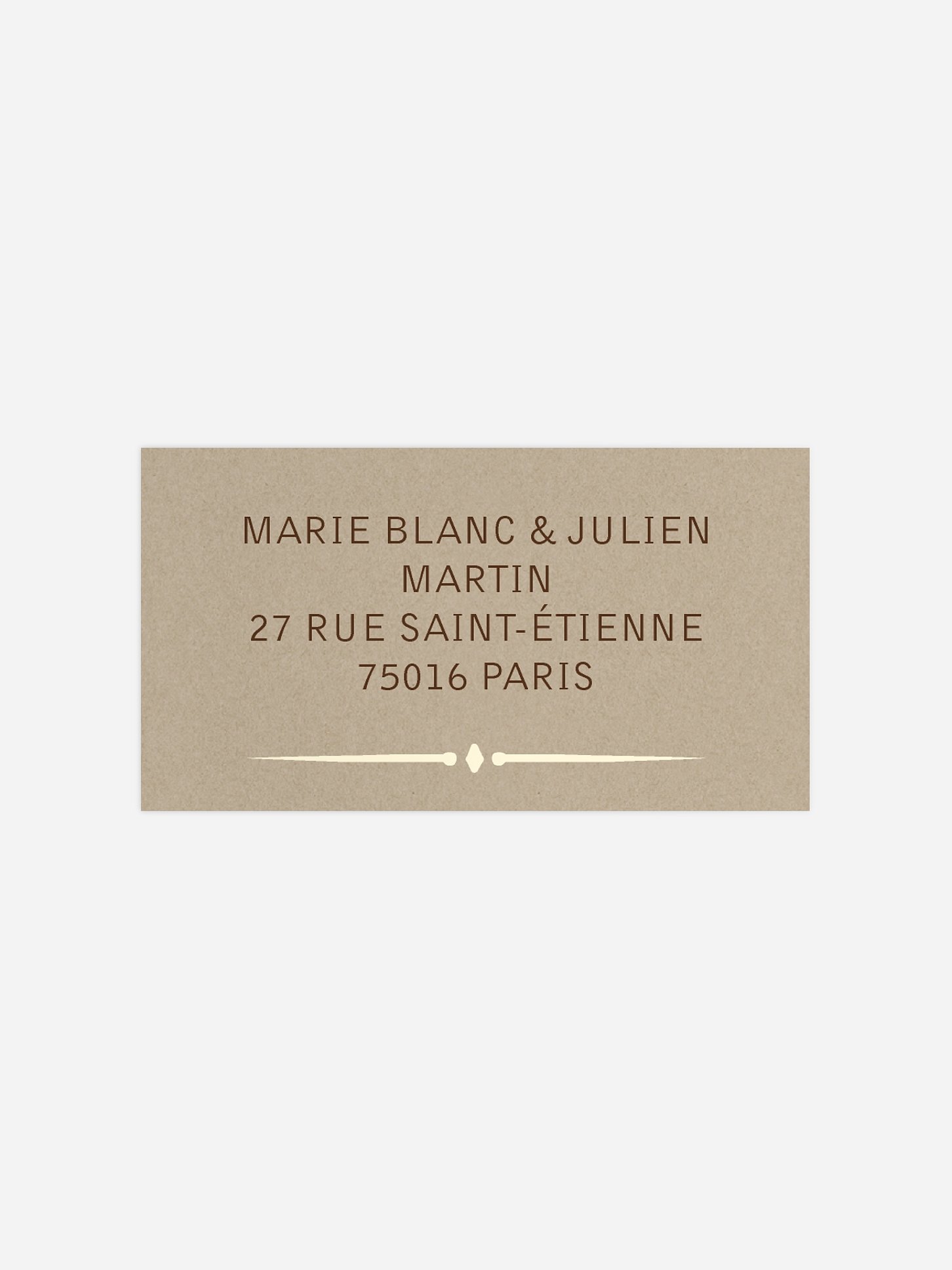 Étiquette destinataire mariage Rustic Love