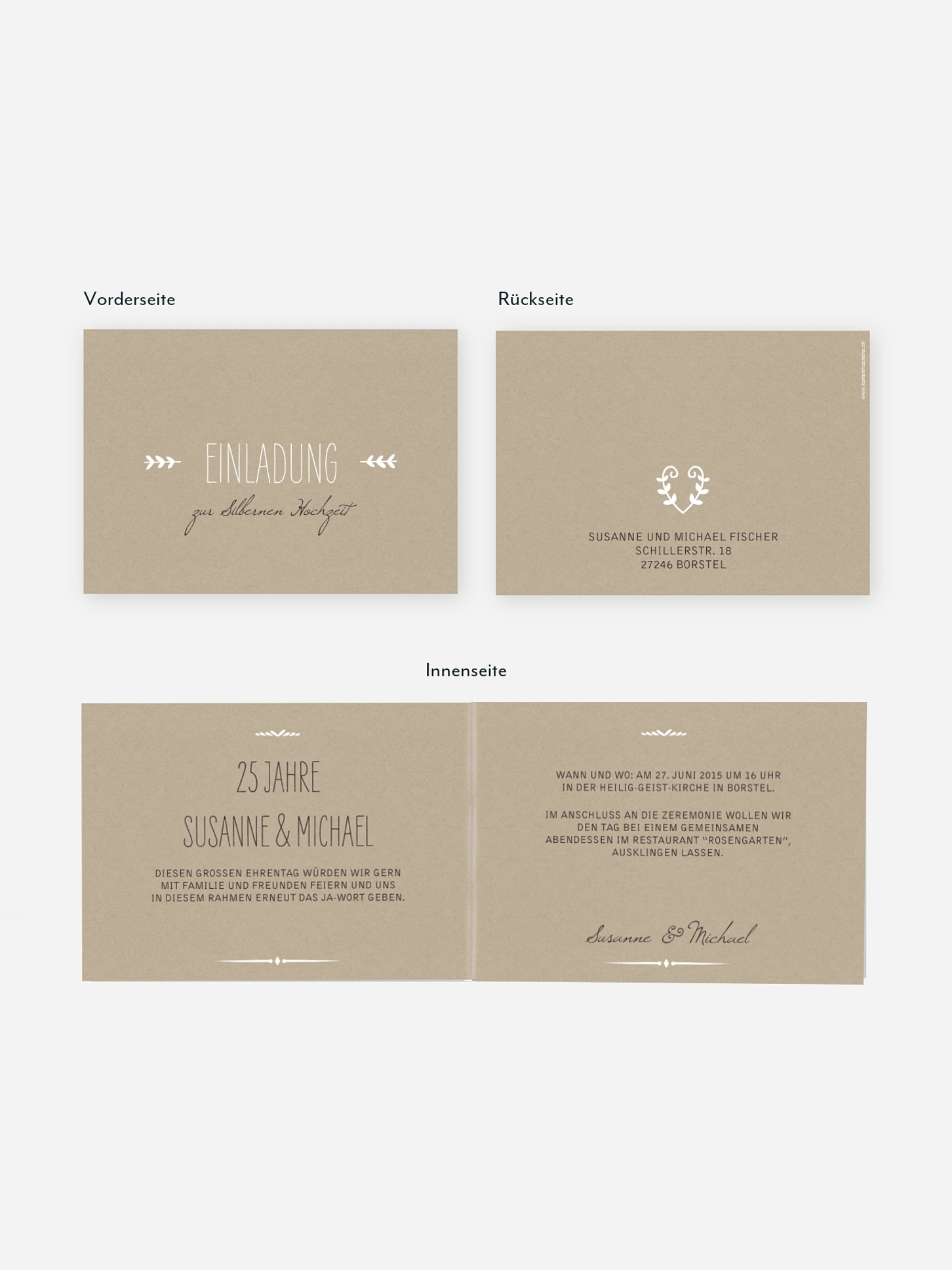 Einladung zur Silberhochzeit Rustic Love