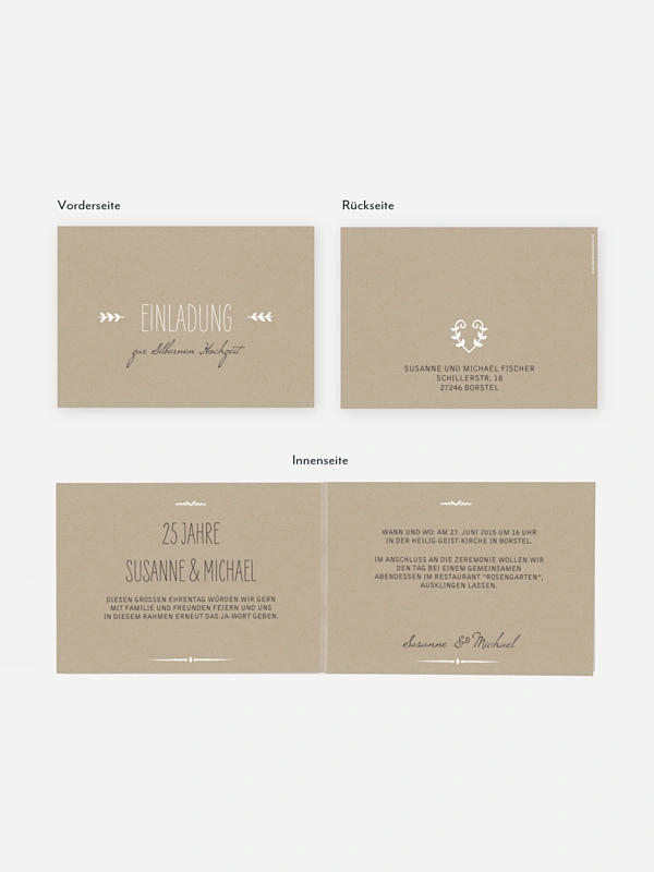 Einladung zur Silberhochzeit Rustic Love