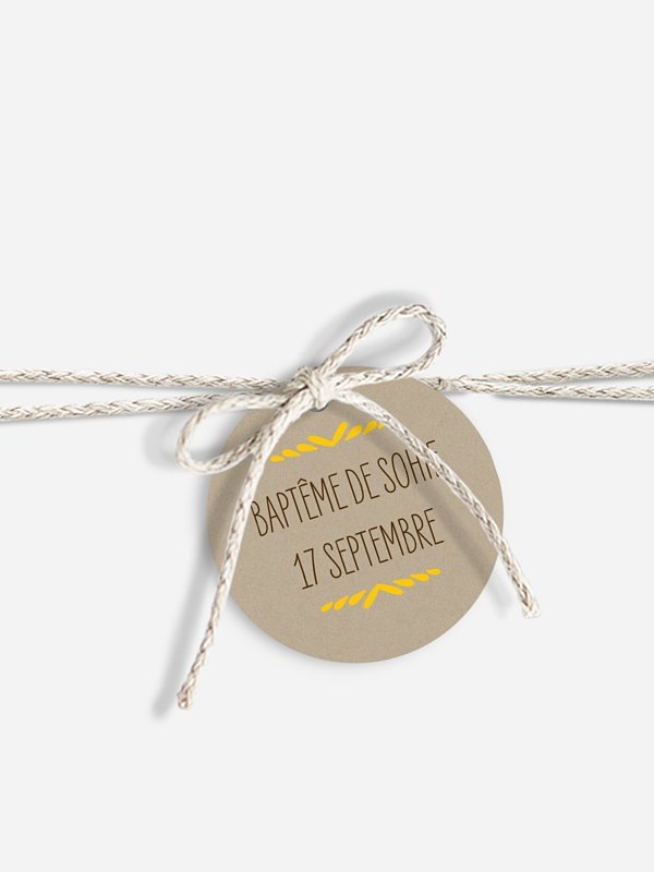 Étiquette avec ruban baptême Rustic Love