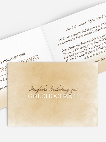 Einladung zur Goldenen Hochzeit Watercolour