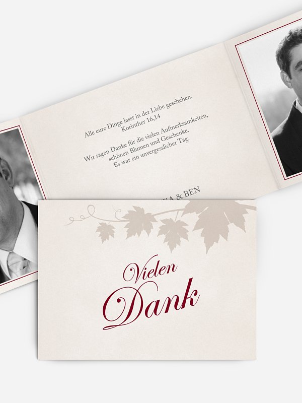 Dankeskarte Hochzeit Weinlaub