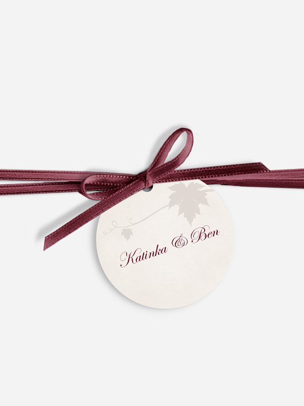 Anhänger mit Band zur Hochzeit Weinlaub
