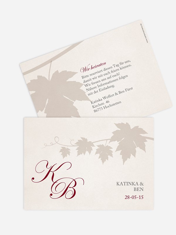 Save-the-Date Karte Weinlaub