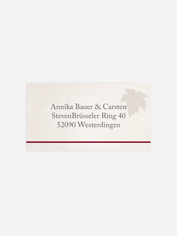 Empfängeraufkleber Hochzeit Weinlaub