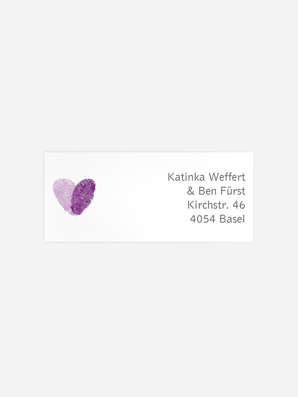 Absenderaufkleber Hochzeit Fingerprint