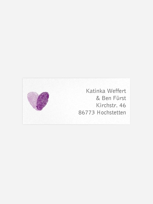Absenderaufkleber Hochzeit Fingerprint