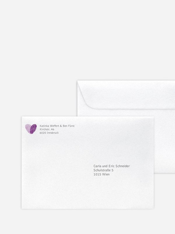 Bedruckter Briefumschlag Hochzeit Fingerprint