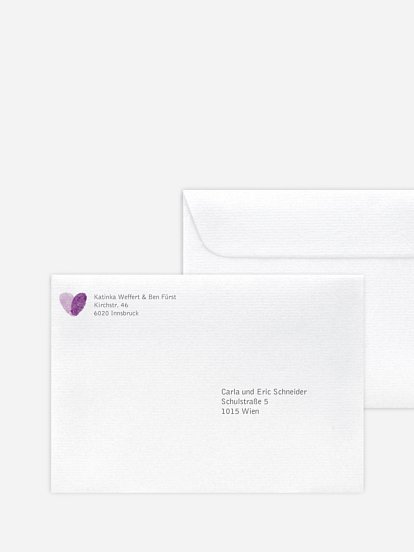 Bedruckter Briefumschlag Hochzeit Fingerprint