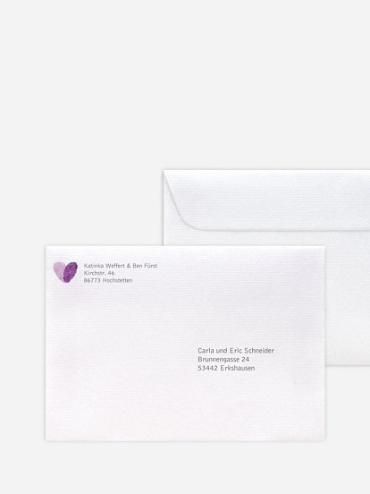 Bedruckter Briefumschlag Hochzeit Fingerprint