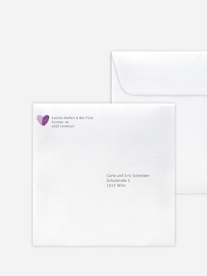 Bedruckter Briefumschlag Hochzeit Fingerprint
