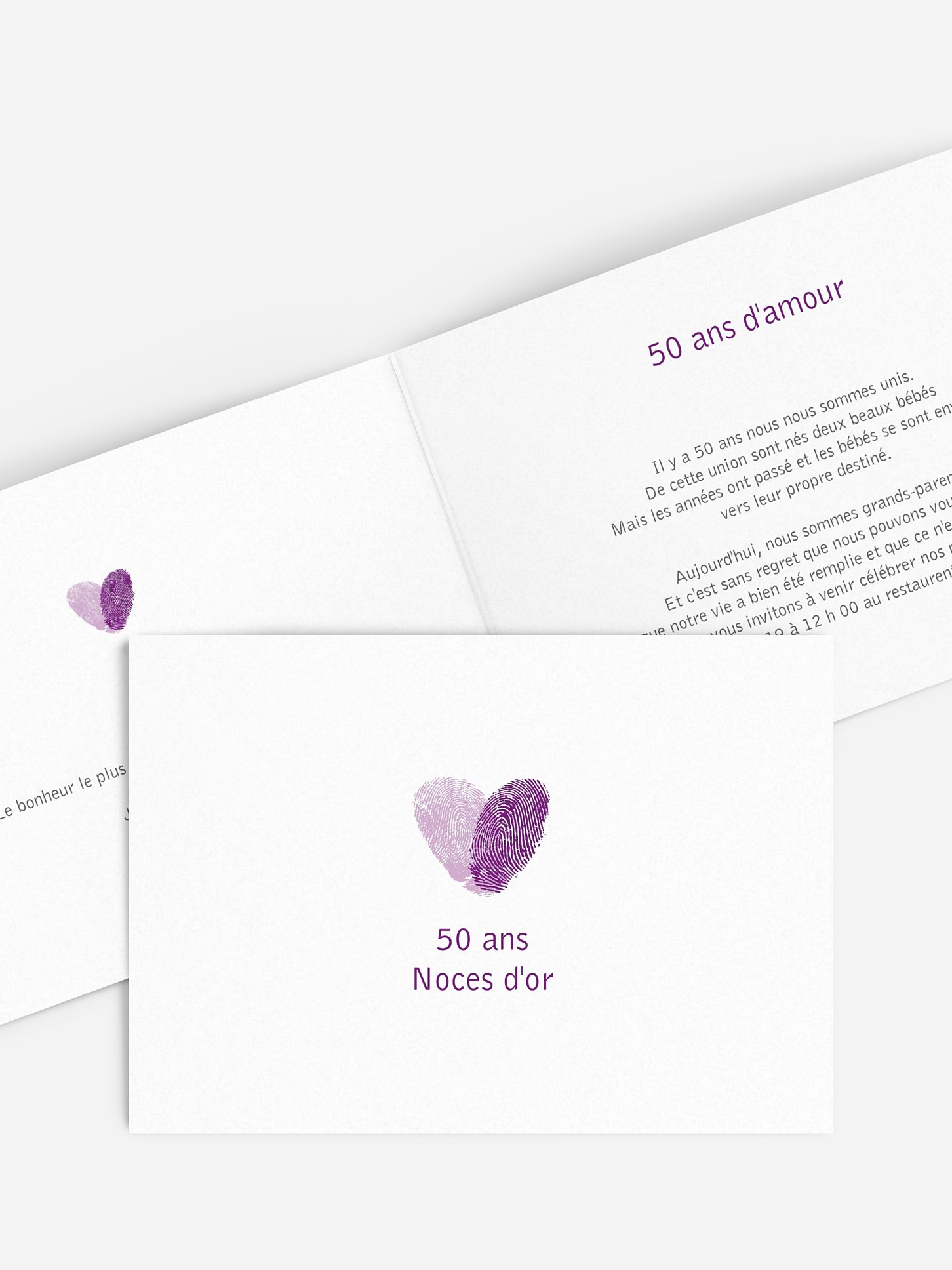 Invitation anniversaire mariage 50 ans Empreinte du coeur