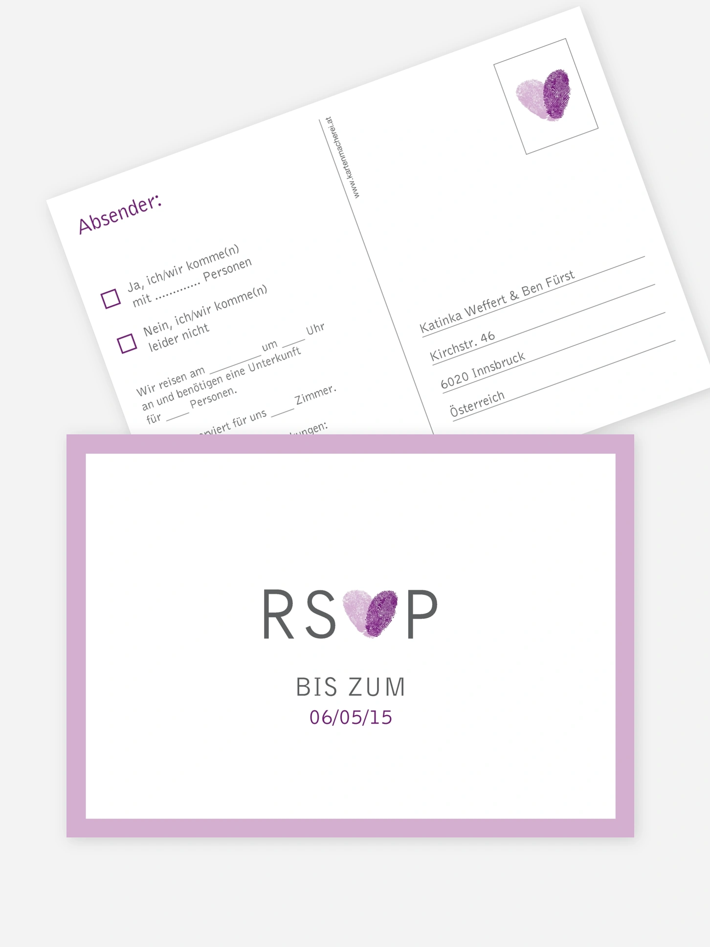 Antwortkarte Hochzeit Fingerprint