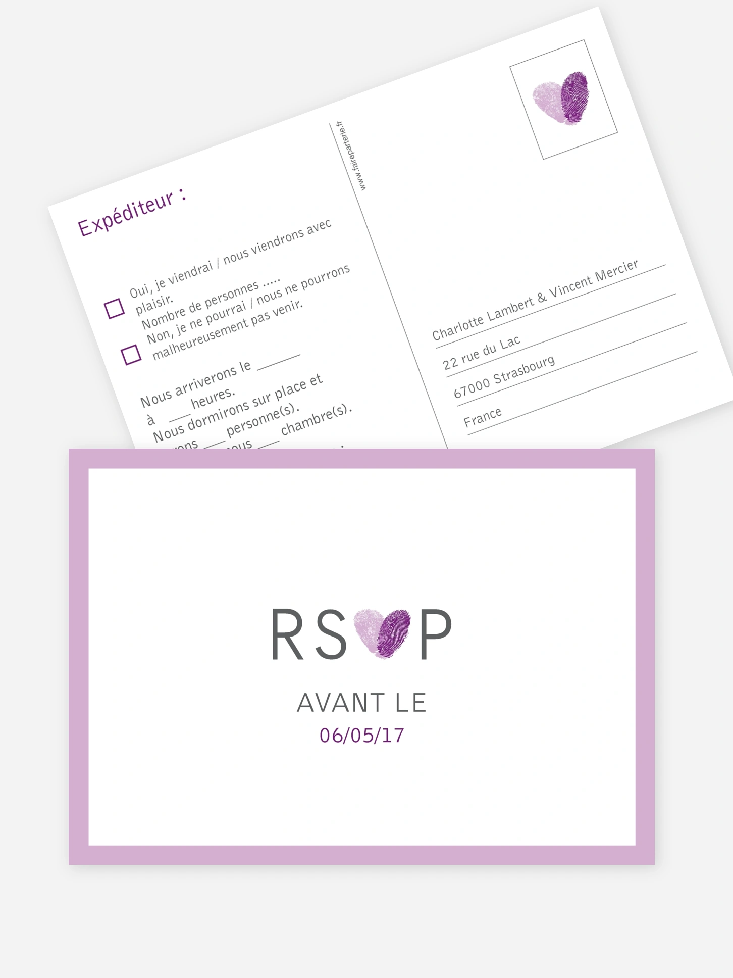 Carton réponse Empreinte du coeur