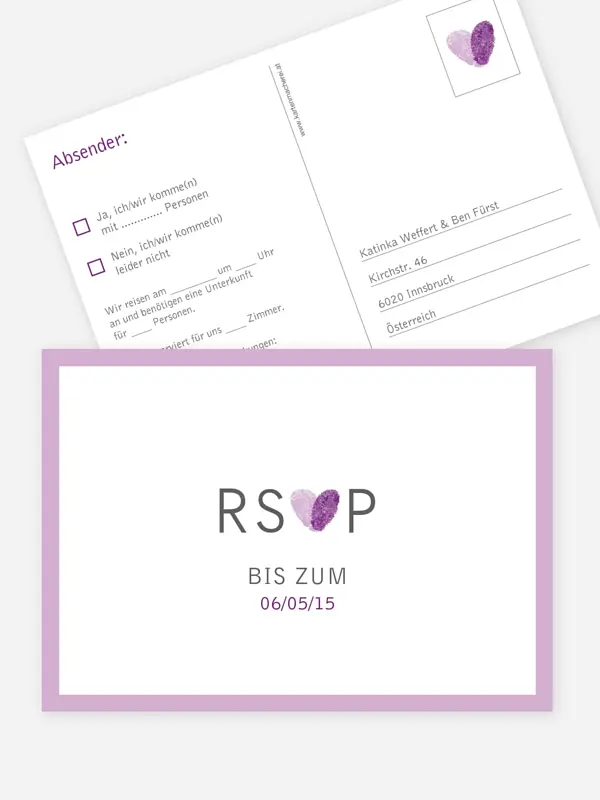 Antwortkarte Hochzeit Fingerprint