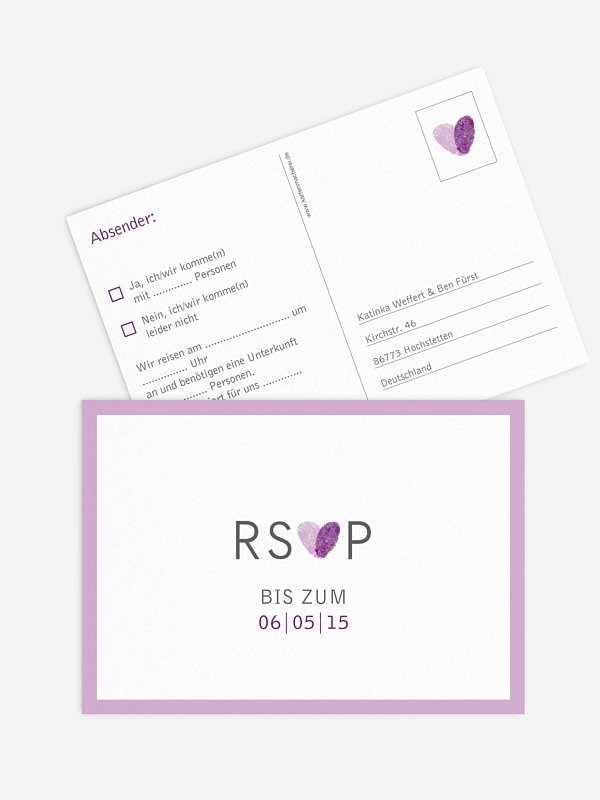 Antwortkarte Hochzeit Fingerprint