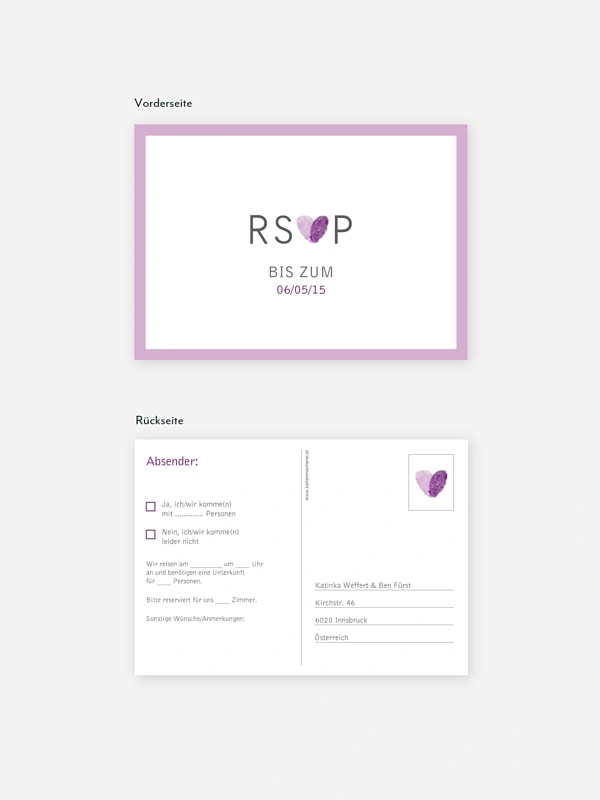 Antwortkarte Hochzeit Fingerprint