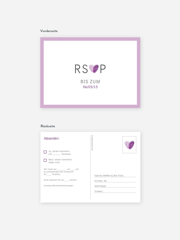 Antwortkarte Hochzeit Fingerprint