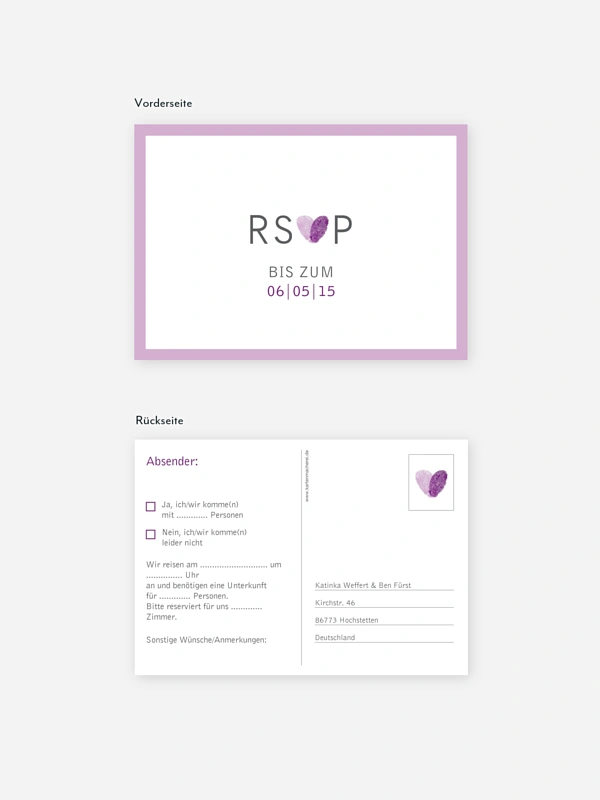 Antwortkarte Hochzeit Fingerprint