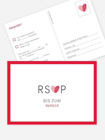 Antwortkarte Hochzeit Fingerprint