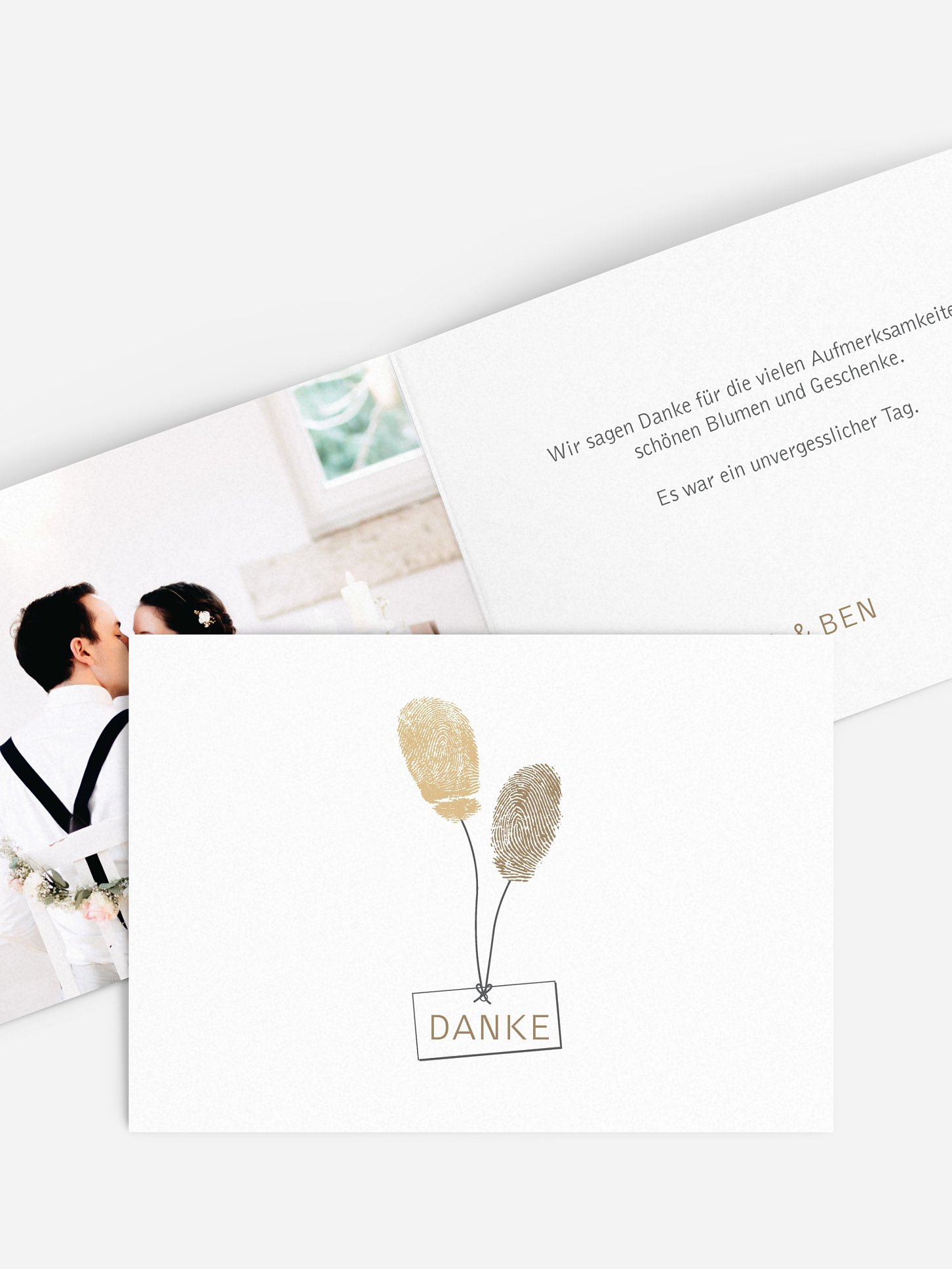 Dankeskarte Hochzeit Fingerprint