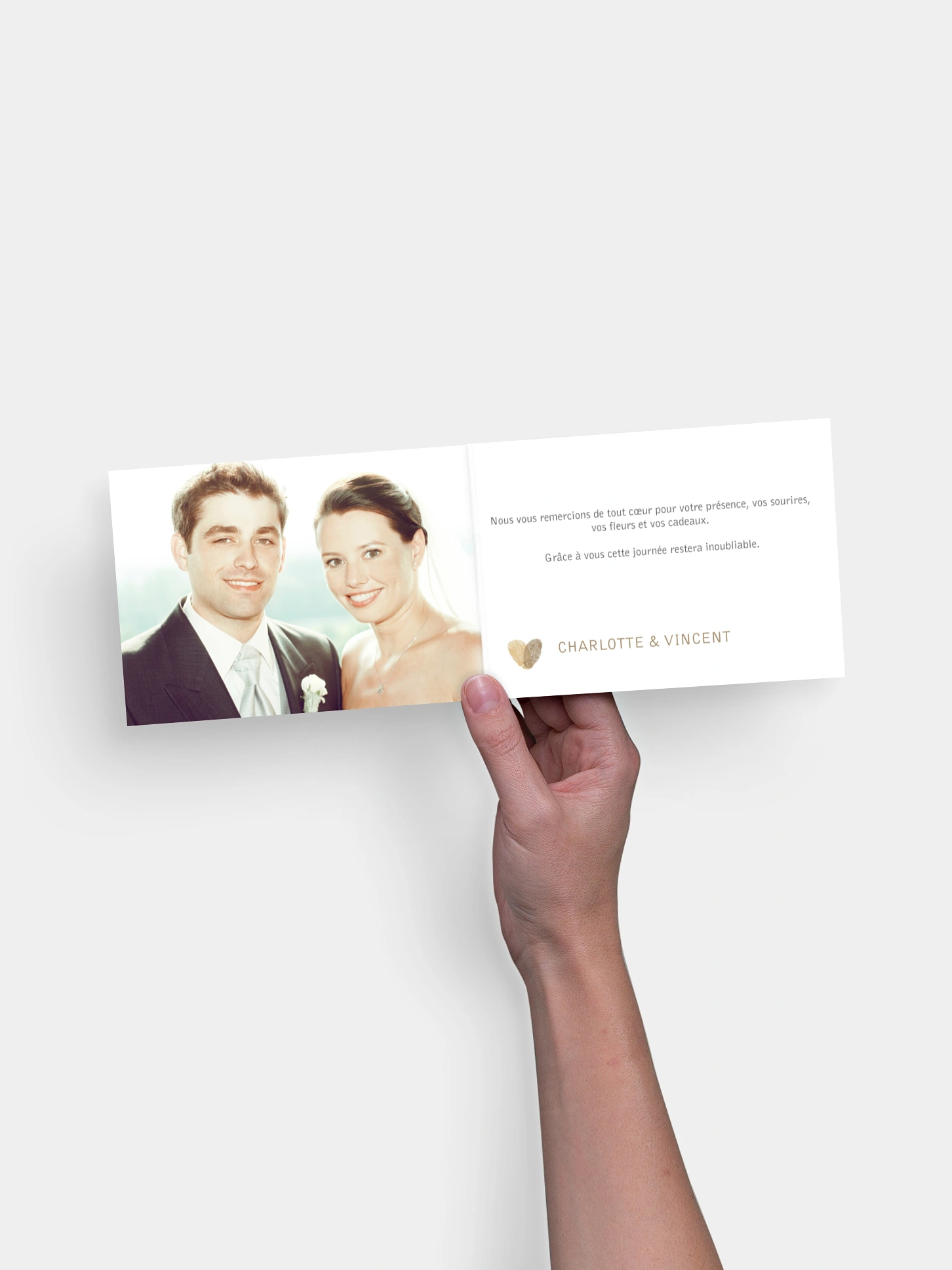 Carte de remerciements Empreinte du coeur