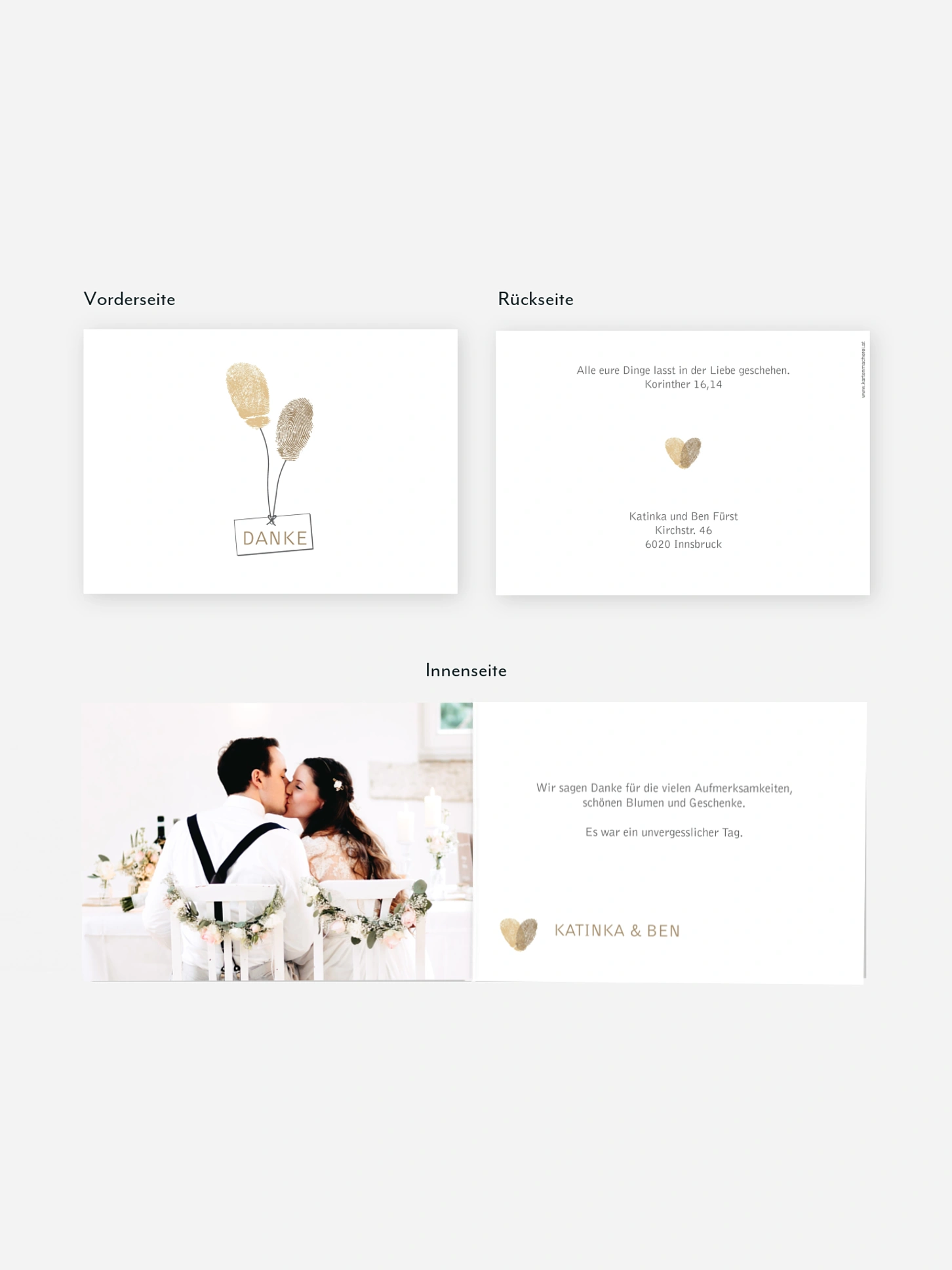 Dankeskarte Hochzeit Fingerprint