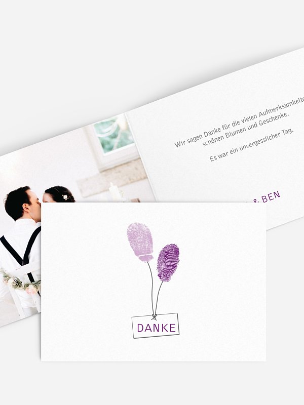 Dankeskarte Hochzeit Fingerprint