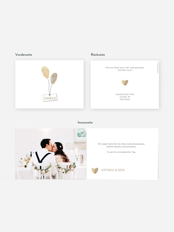 Dankeskarte Hochzeit Fingerprint