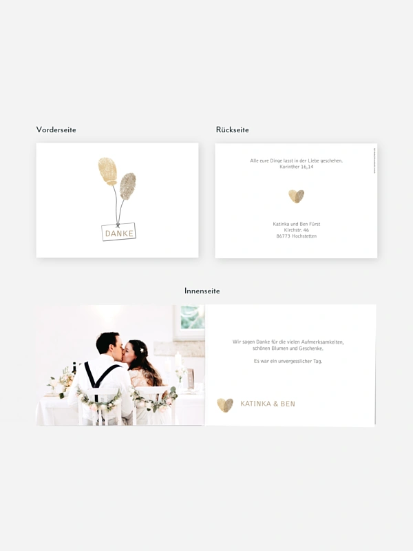 Dankeskarte Hochzeit Fingerprint