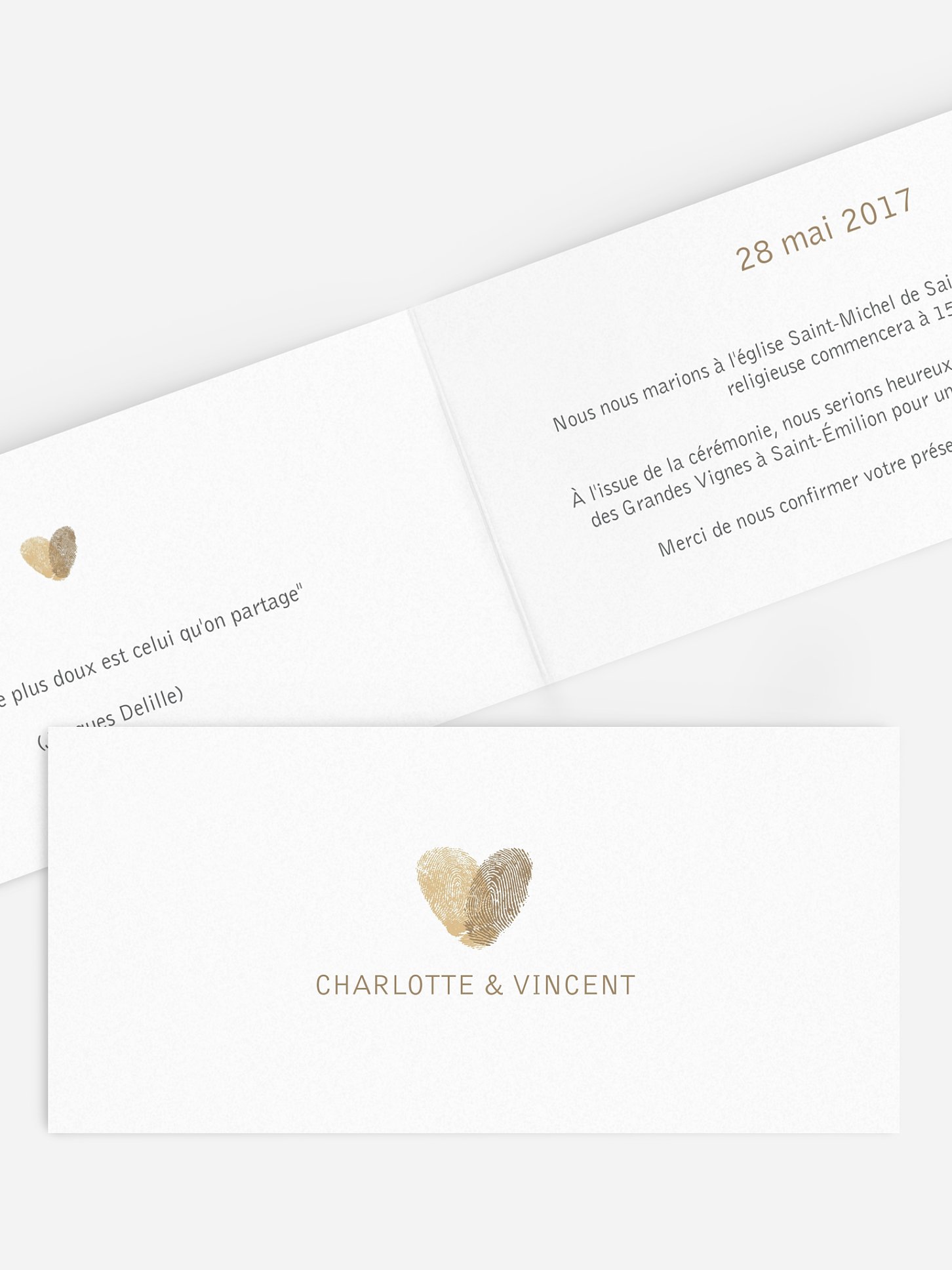 Faire-part mariage Empreinte du coeur