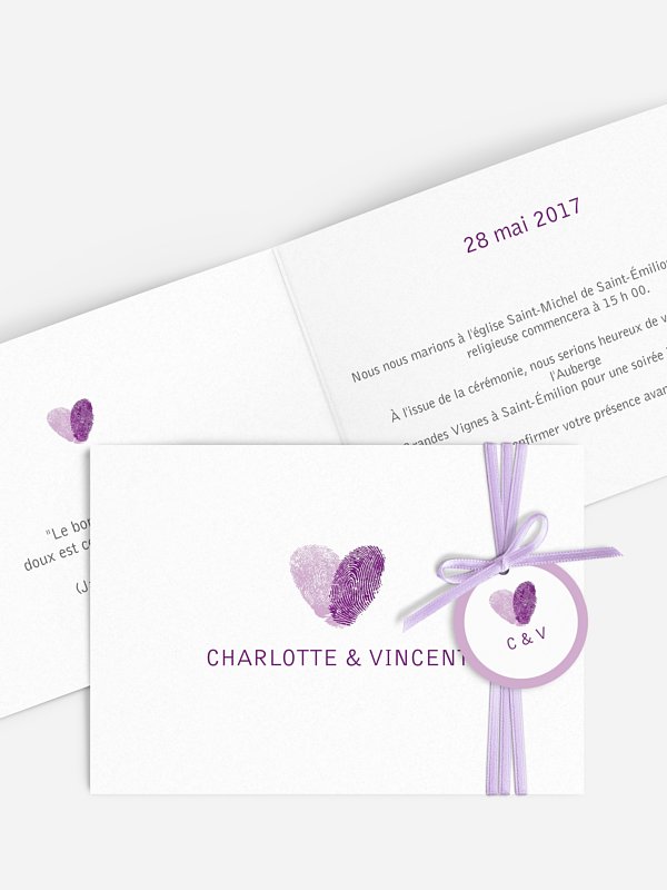 Faire-part mariage Empreinte du coeur