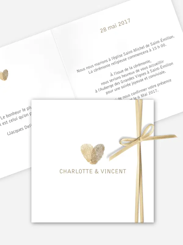 Faire-part mariage Empreinte du coeur