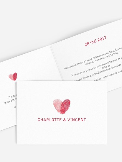 Faire-part mariage Empreinte du coeur