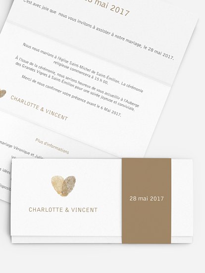 Faire-part mariage Empreinte du coeur