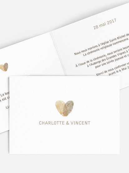 Faire-part mariage Empreinte du coeur
