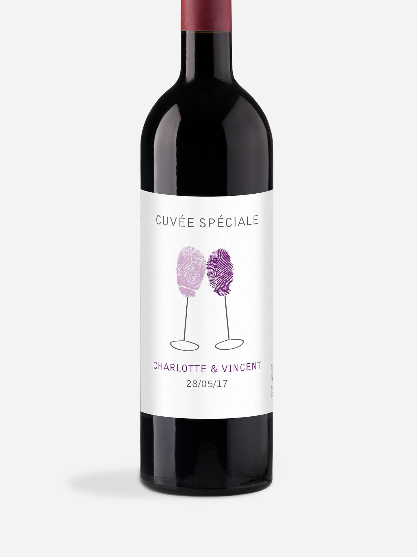Étiquette bouteille Empreinte du coeur