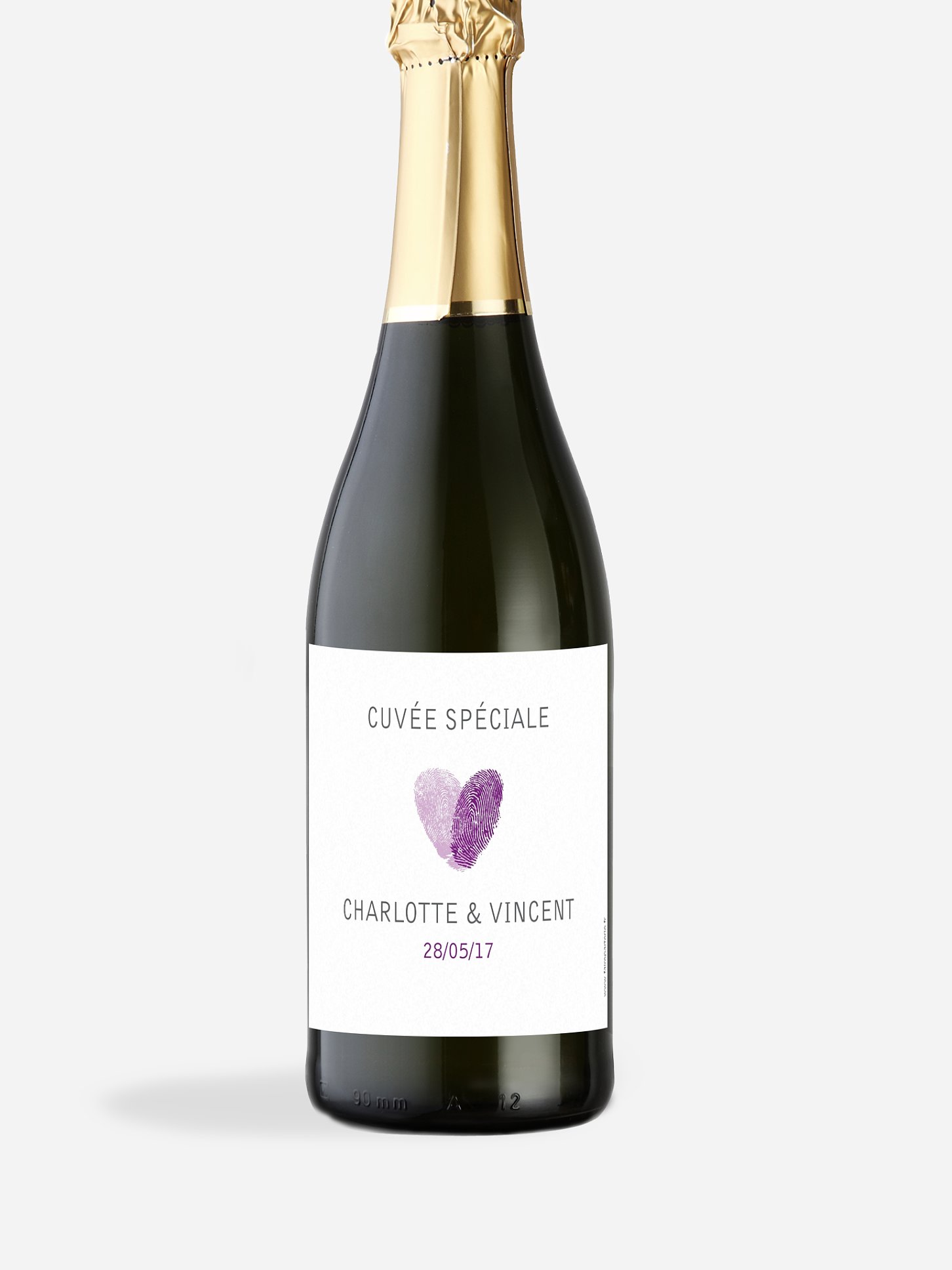 Étiquette bouteille Empreinte du coeur