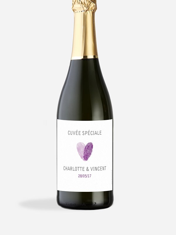 Étiquette bouteille Empreinte du coeur
