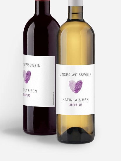 Flaschenetikett Hochzeit Fingerprint