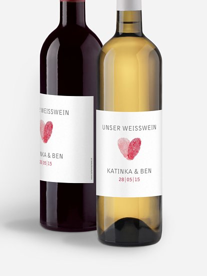 Flaschenetikett Hochzeit Fingerprint