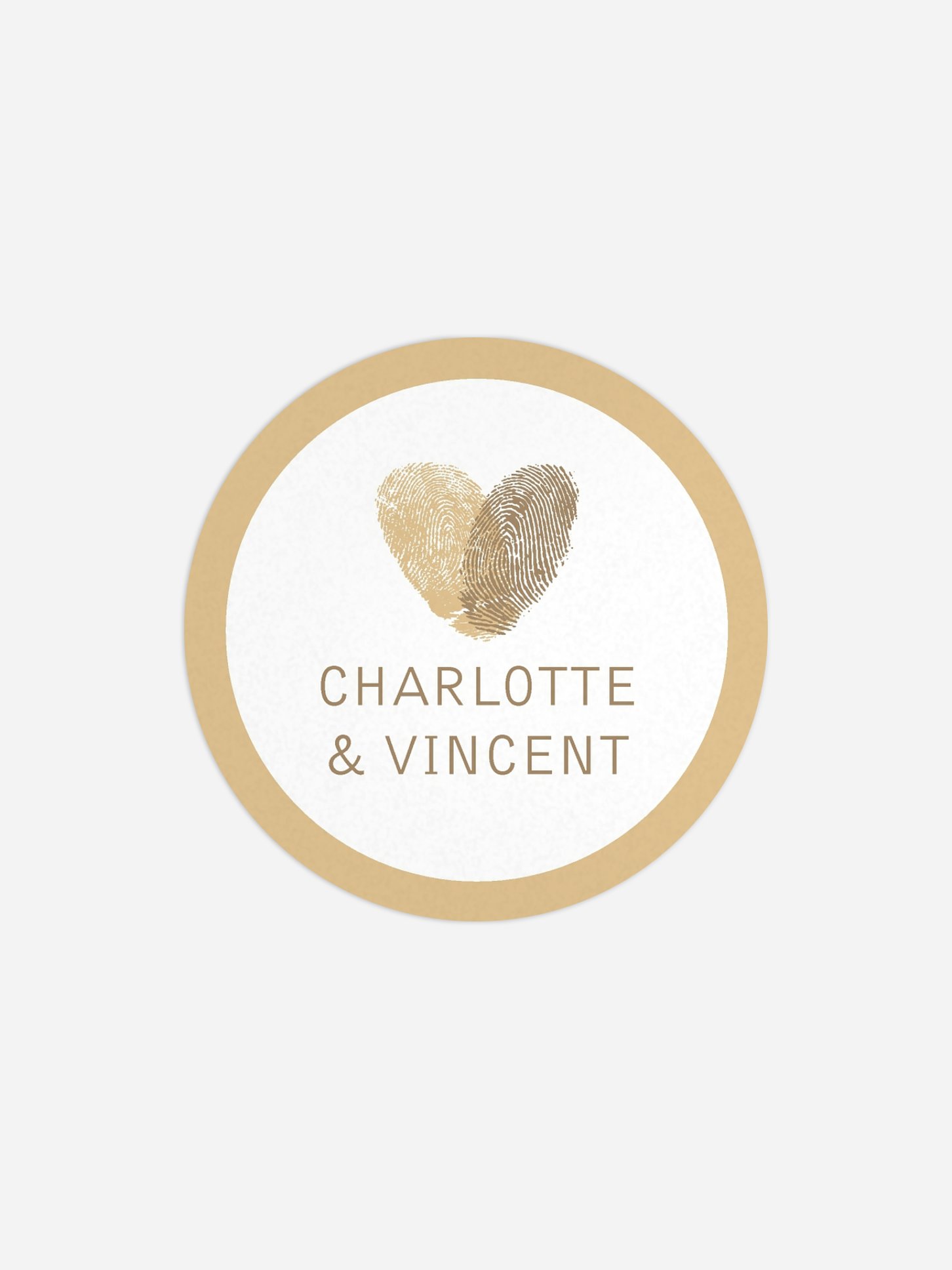 Étiquette cadeau mariage Empreinte du coeur