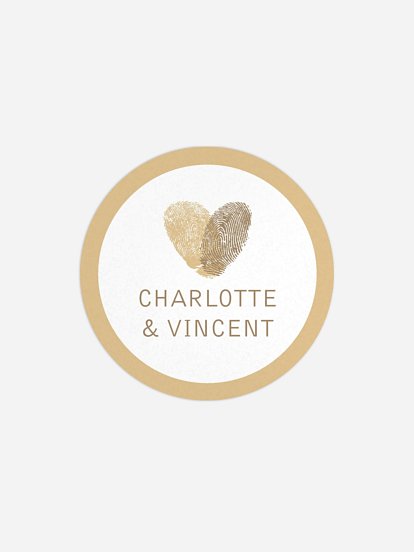 Étiquette cadeau mariage Empreinte du coeur
