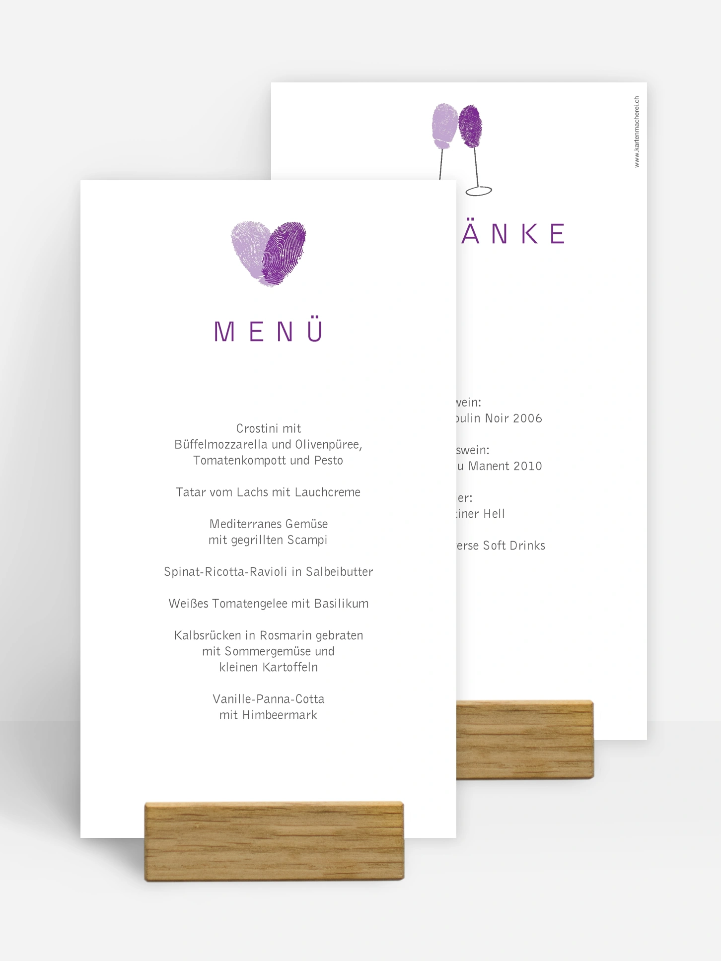 Menükarte Hochzeit Fingerprint